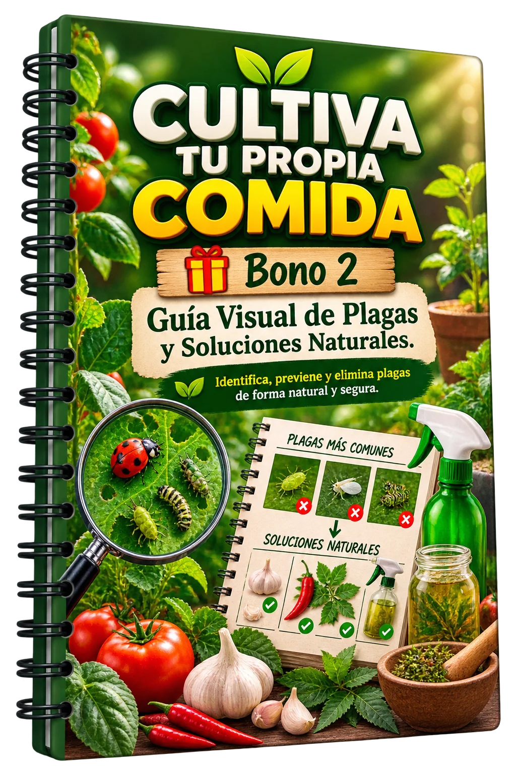 Mockup del bono 2: Guía Visual de Plagas y Soluciones Naturales